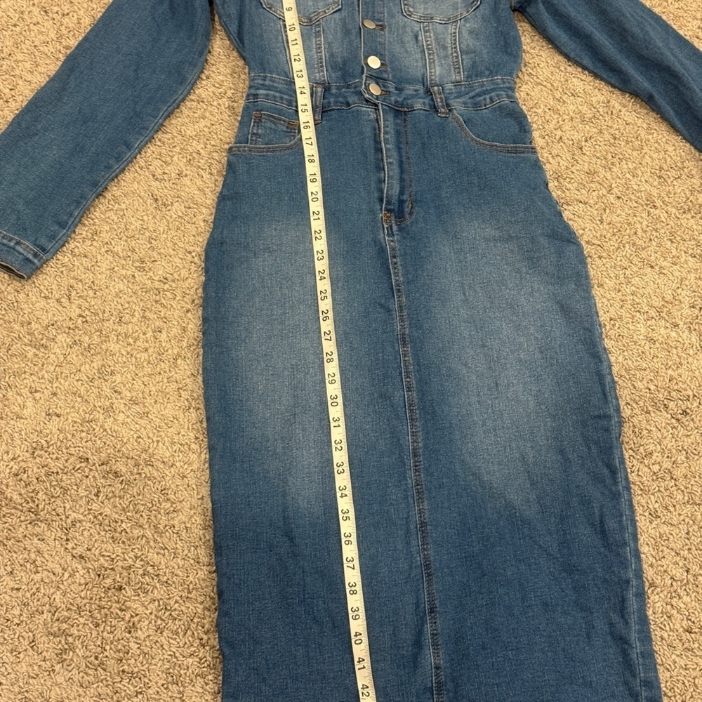 Stylish‎ Denim Long Sleeve Dress - Picture 7 of 8